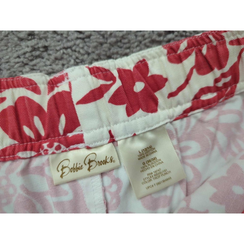 Bobbie Brooks Skort Womens Large Red Floral Elastic Waist Belted Casual‎ - Picture 2 of 6